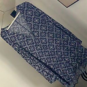 Navy high low print dress